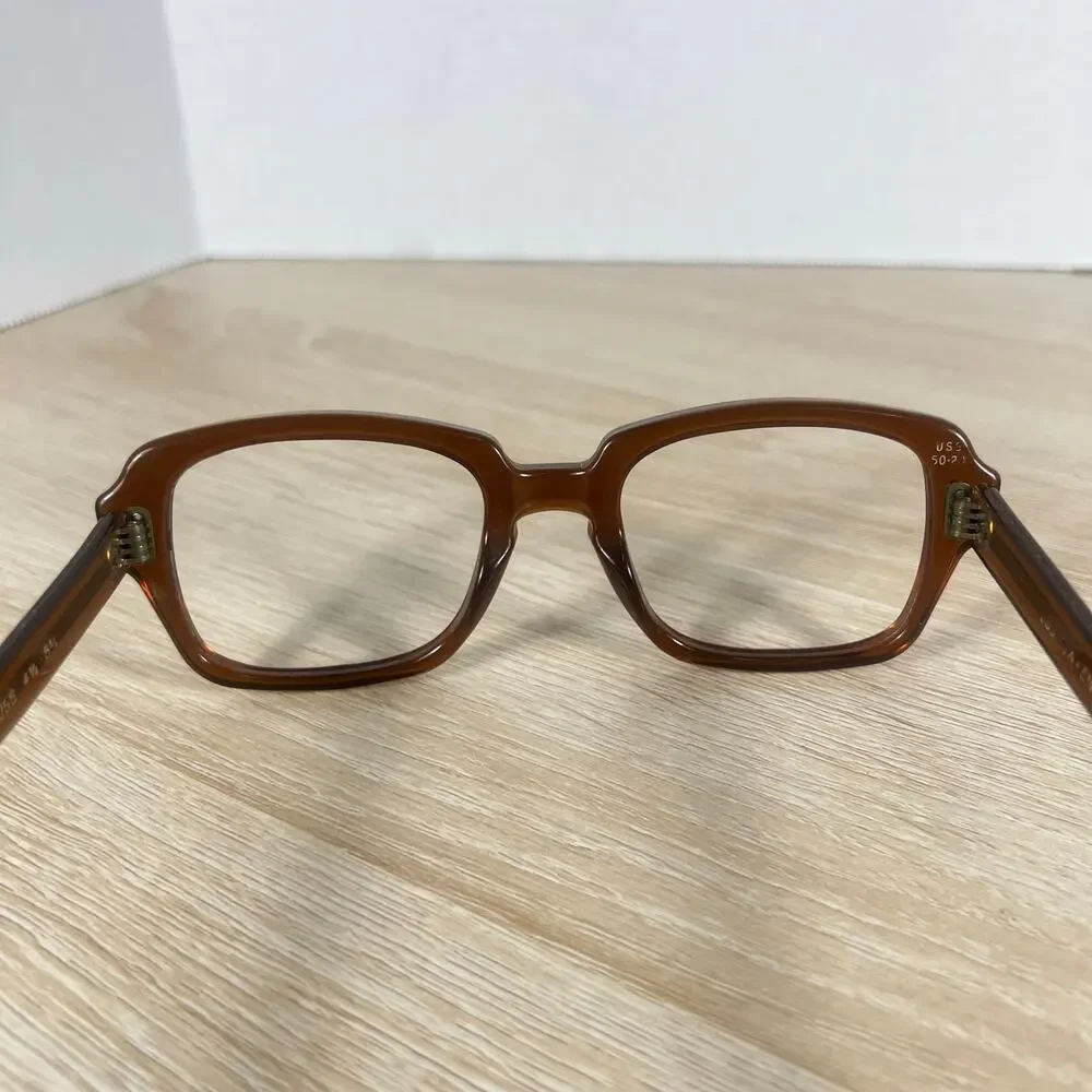 Vintage USS 4 1/2 - 5 3/4 USS 50-20 Eyeglasses Full Rim Frames ONLY Brown